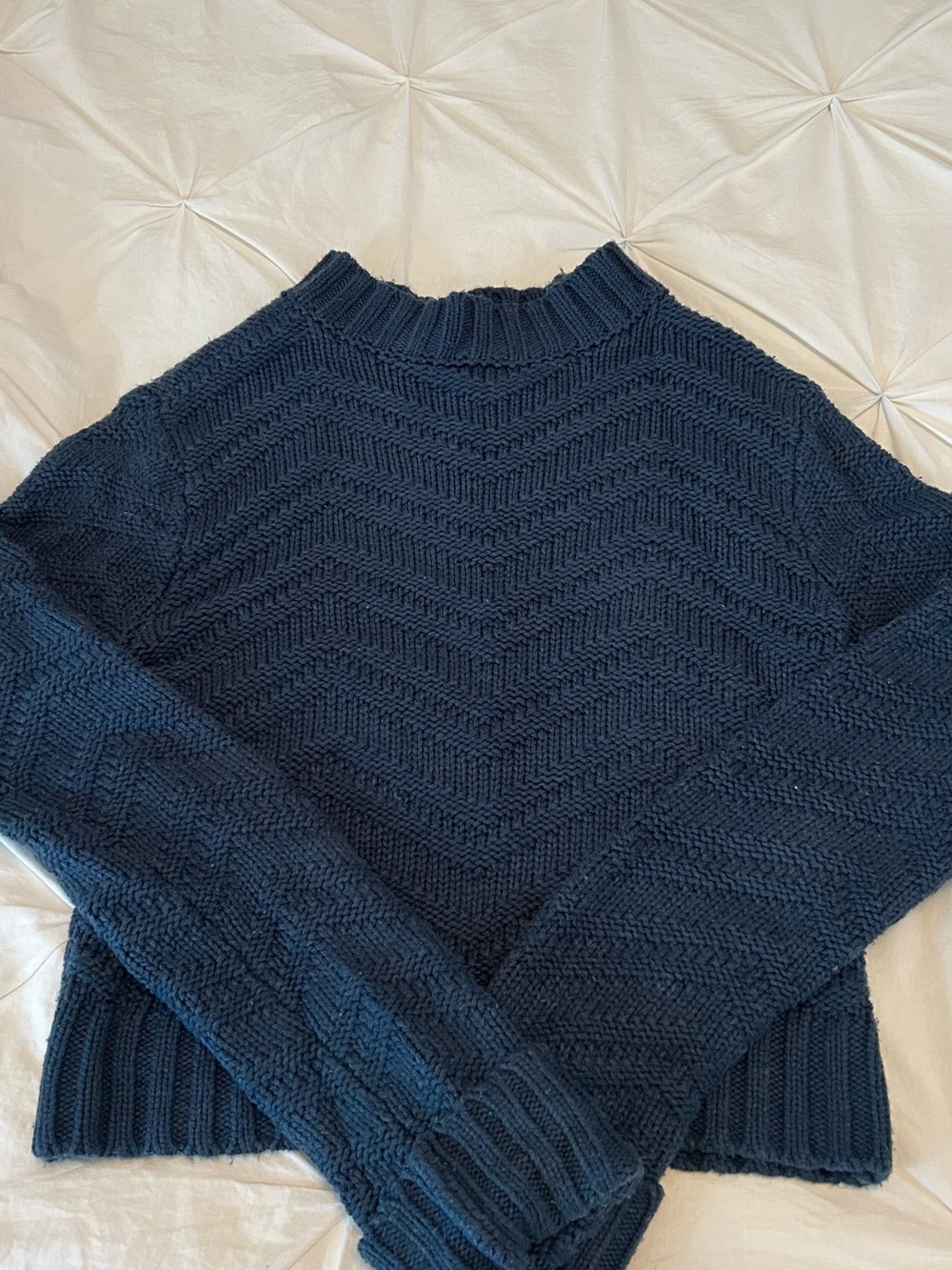 Dynamite Dark Navy Chevron Turtleneck Sweater
